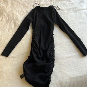 Black long sleeve scrunch up dress